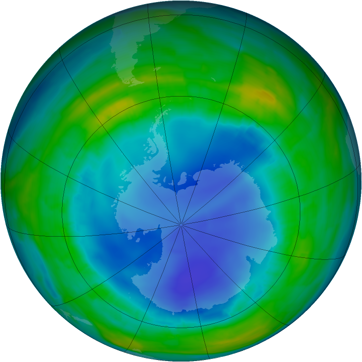 Antarctic ozone map for 10 August 2013